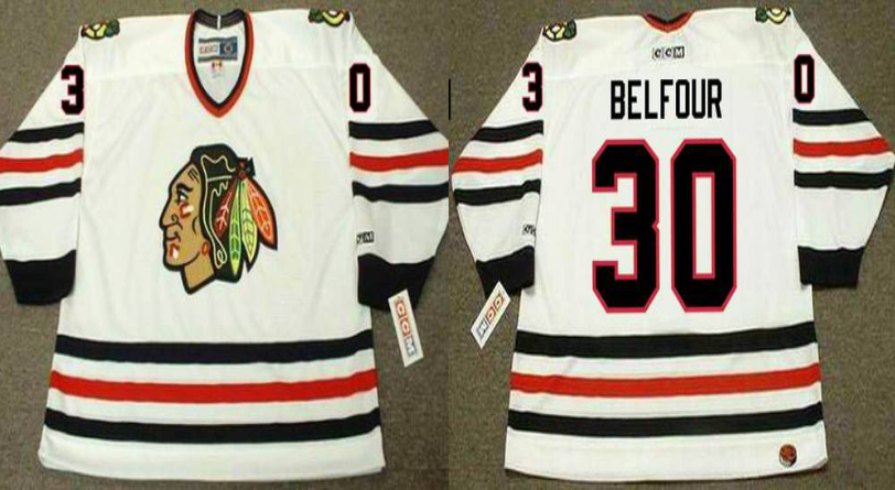 2019 Men Chicago Blackhawks 30 Belfour white CCM NHL jerseys